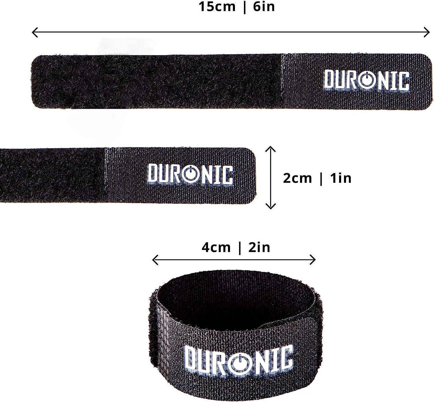 Duronic 24 Vel wiederverwendbare Kabelbinder - 2x15cm Klettband mit Klettverschluss - Kabelklettband für Kabelmanagement
