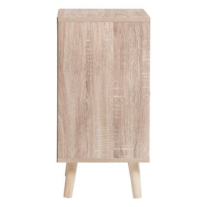 Aufbewahrungsschrank mit 3 Schubladen - Spanplatte mit Basis aus massivem Gummibaumholz - OSLO