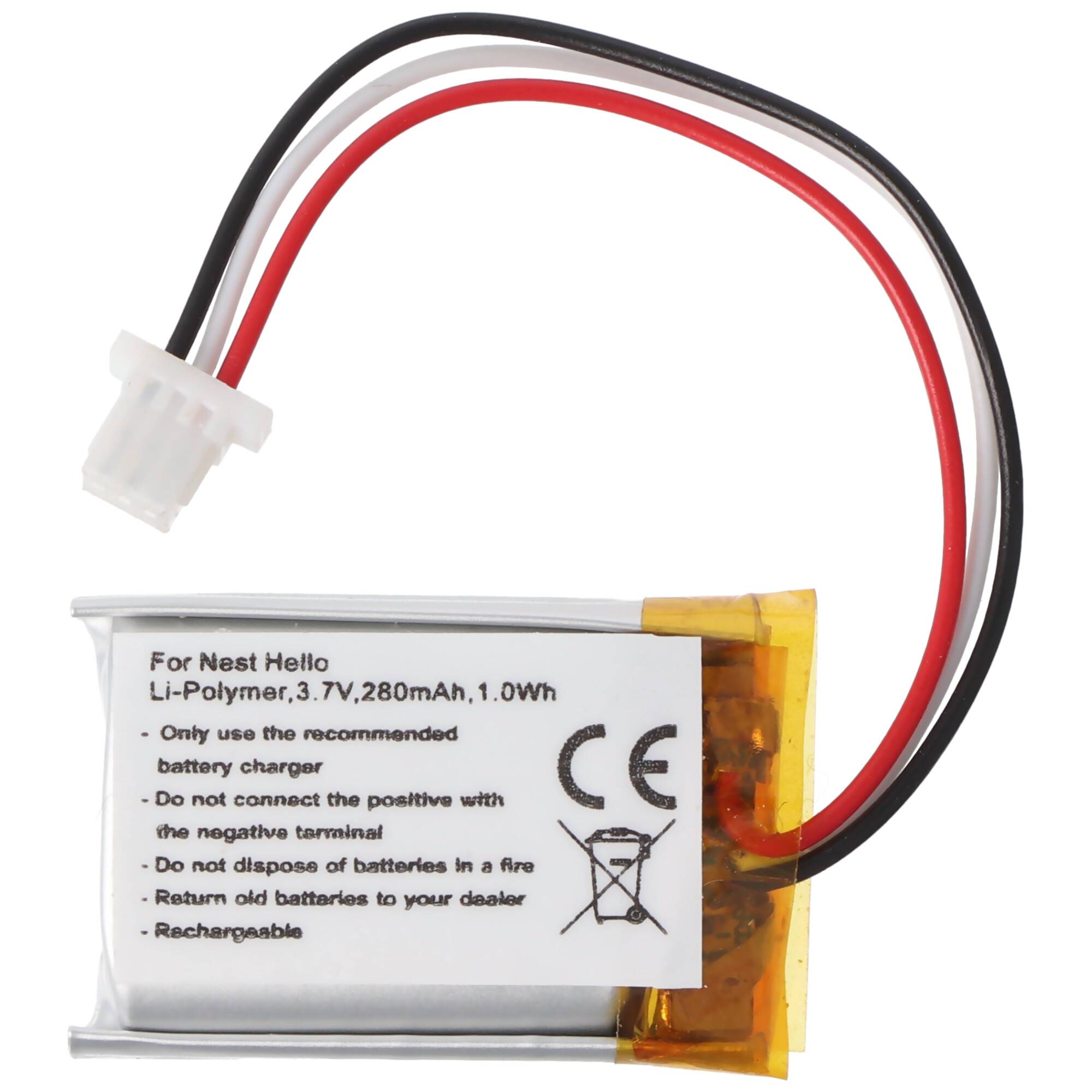 Akku passend für Nest Hello Smart Wi-Fi Video Doorbell, NC5100US, Li-Polymer, 3,7V, 280mAh, 1,0Wh