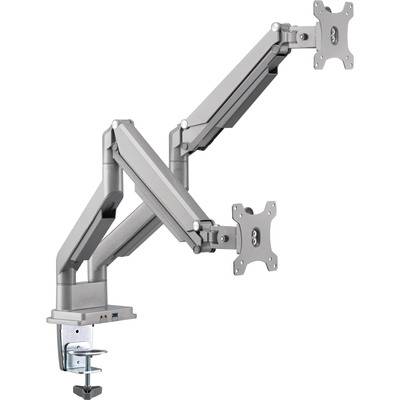 InLine® Tischhalterung mit Lifter & USB/Audio, 2 Monitore bis 81cm (32),silber Halterungen / mobile
