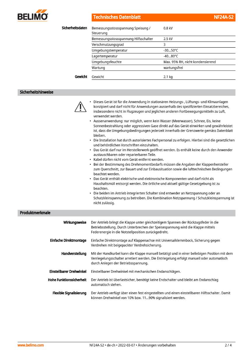 Belimo Klappenstellantrieb | NF24A-S2