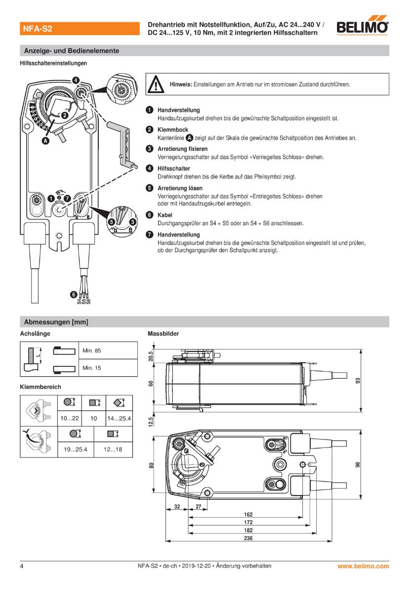 Belimo - Klappenstellantrieb NFA-S2 Federrücklaufantrieb
