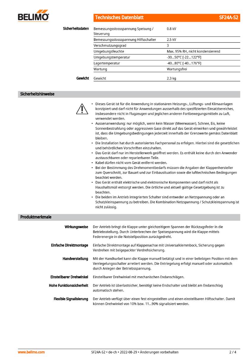 Belimo Klappenstellantrieb | SF24A-S2