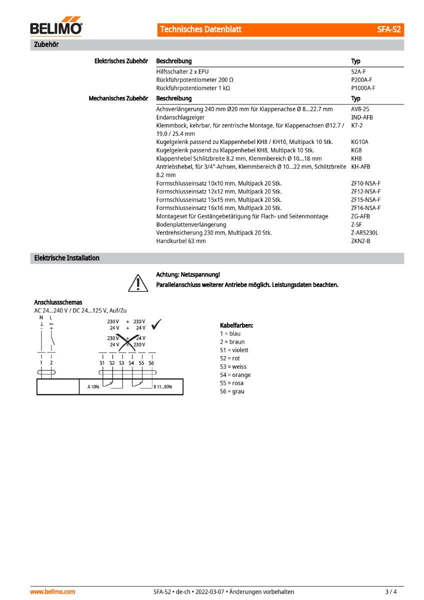 Belimo - Klappenstellantrieb SFA-S2 Federrücklaufantrieb