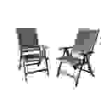 Set aus 2 Sesseln aus FSC und Akazienholz - Grau