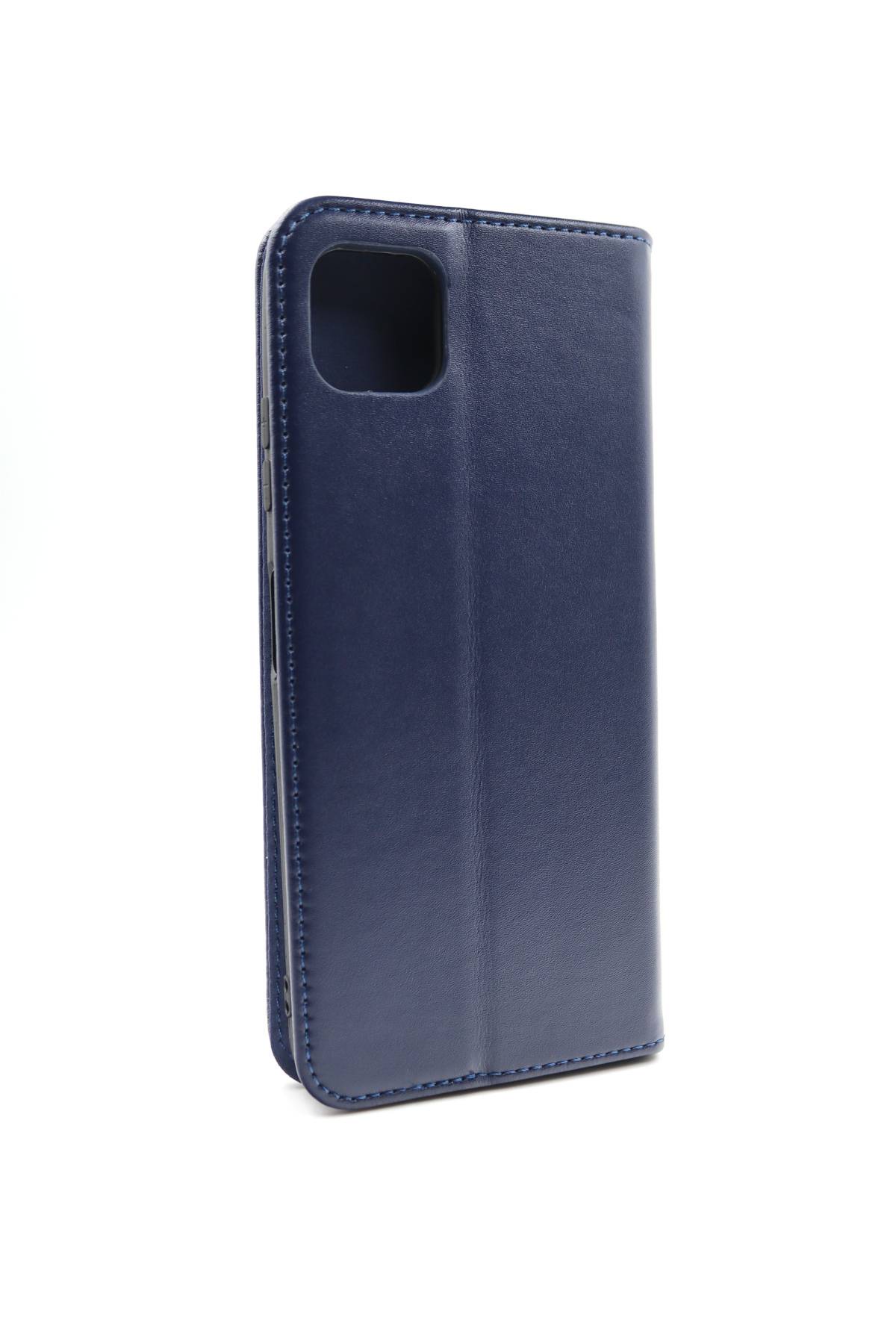 JAMCOVER Echtleder Bookcover Marineblau für Samsung Galaxy A22 5G - Schutzhülle, Handytasche im Buchformat