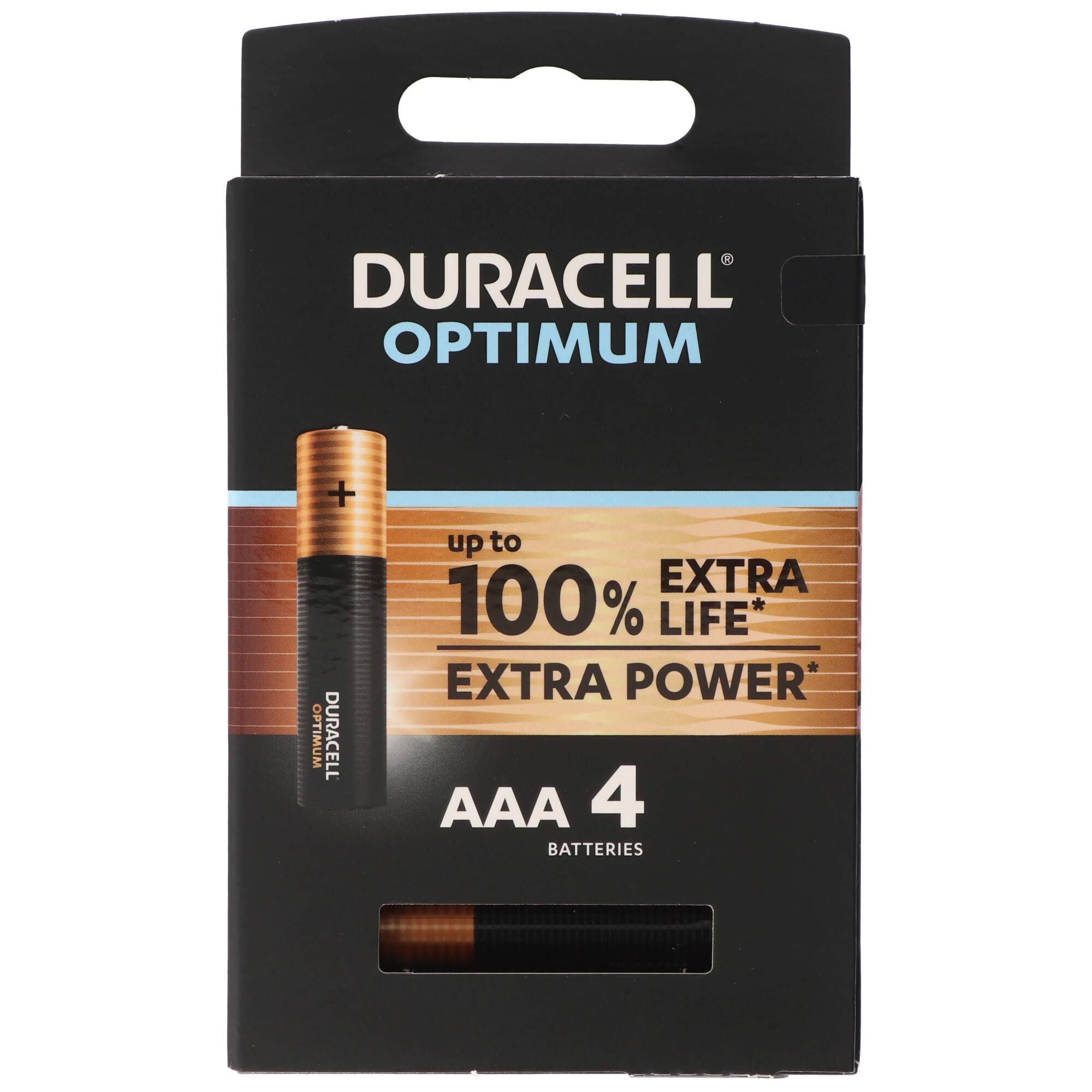 Duracell Optimum AAA Mignon Alkaline-Batterien, 1.5V LR03 MX2400, 4er-Pack
