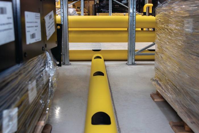 Regal-Bodenschutz PE,gelb/schwarz H.140mm L.1300mm D-FLEXX