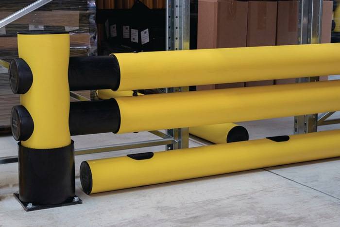 Regal-Bodenschutz PE,gelb/schwarz H.140mm L.500mm D-FLEXX