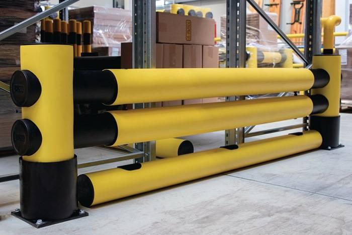 Regal-Bodenschutz PE,gelb/schwarz H.140mm L.1500mm D-FLEXX