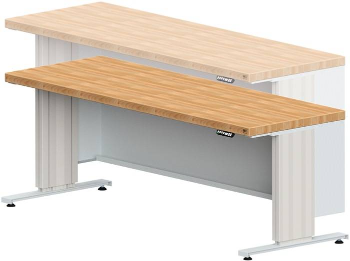 Arbeitstisch LIFT B1500xT800xH740-1140mm Platte Buche 40mm Gest. lichtgrau ANKE