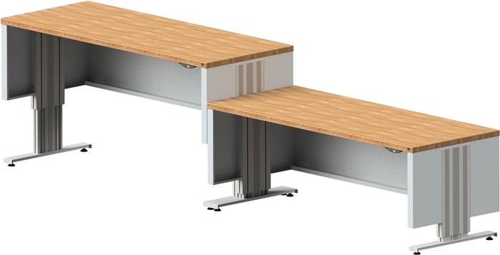 Arbeitstisch LIFT B1500xT800xH740-1140mm Platte Buche 40mm Gest. lichtgrau ANKE