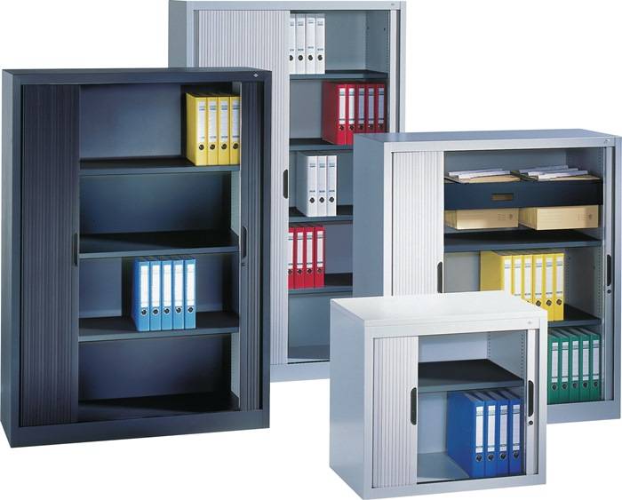 Rollladenschrank H1660xB1000xT420mm schwarzgrau 3Fachböden