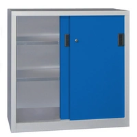 Schiebetürenschrank H1000xB1000xT400mm lichtgrau/enzianblau 2 Fbd.Vollblechtüren Schiebetürenschrank H1000xB1000xT400mm lichtgrau/enzianblau 2 Fbd.Vollblechtüren