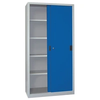 Schiebetürenschrank H1950xB1000xT500mm lichtgrau/enzianblau 4Fbd.Vollblechtüren Schiebetürenschrank H1950xB1000xT500mm lichtgrau/enzianblau 4Fbd.Vollblechtüren