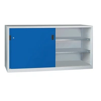 Schiebetürenschrank H1000xB2000xT400mm grau/blau 4 Fbd.m.Trennw.Vollblechtüren Schiebetürenschrank H1000xB2000xT400mm grau/blau 4 Fbd.m.Trennw.Vollblechtüren