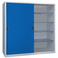 Schiebetürenschrank H1950xB2000xT500mm 8Fbd.grau/blau Trgf.1000kg m.Trennw. Schiebetürenschrank H1950xB2000xT500mm 8Fbd.grau/blau Trgf.1000kg m.Trennw.