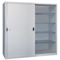 Schiebetürenschrank H1950xB2000xT400mm 8Fbd.grau Trgf.1000kg Trennw.Vollblechtür Schiebetürenschrank H1950xB2000xT400mm 8Fbd.grau Trgf.1000kg Trennw.Vollblechtür