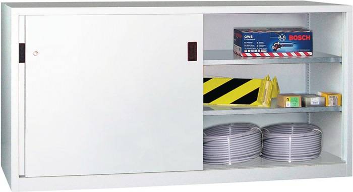 Schiebetürenschrank H1000xB2000xT600mm 4Fbd.grau Trgf.1000kg Trennw.Vollblechtür