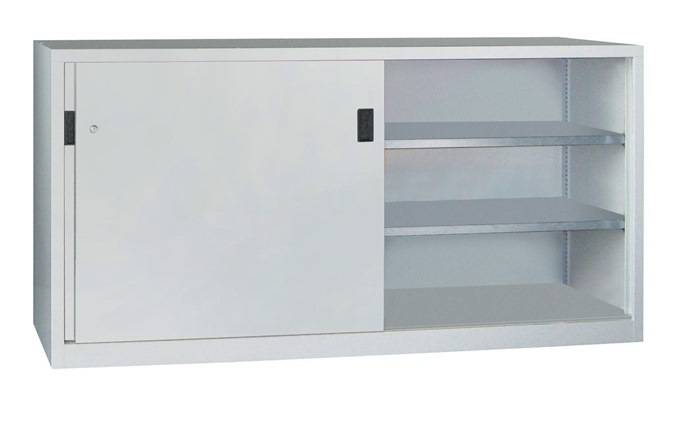 Schiebetürenschrank H1000xB2000xT500mm 4Fbd.grau Trgf.1000kg Trennw.Vollblechtür