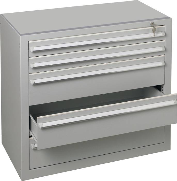 Schubladenschrank H900xB1000xT500mm lichtgrau 2x100,3x200mm Schubl.f.Steckregal