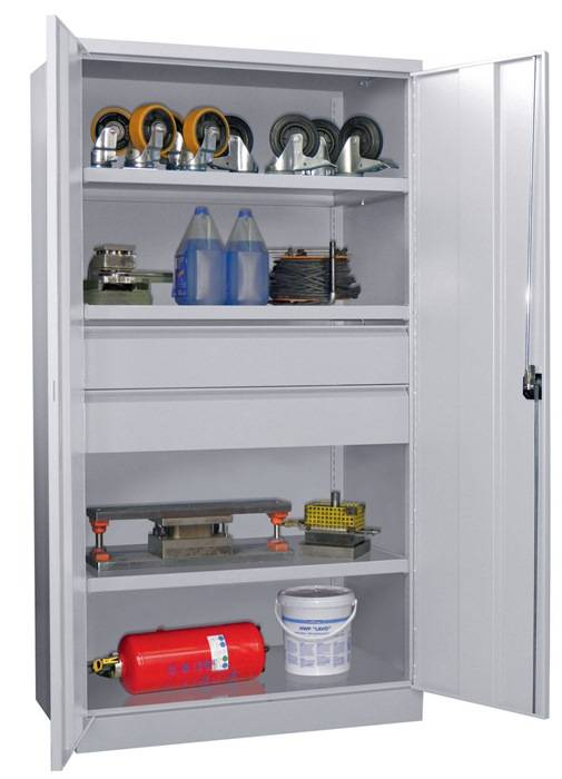 Schwerlastschrank Basic H1950xB1040xT630mm lichtgrau 3 Fbd.Trgf.200kg PAVOY