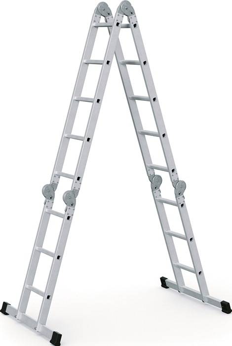 Vielzweckleiter Multitec M Alu.Sprossen 2x3+2x5 gekl.H1500xB900xT260mm Holzbelag