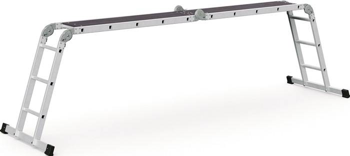 Vielzweckleiter Multitec M Alu.Sprossen 2x3+2x5 gekl.H1500xB900xT260mm Holzbelag