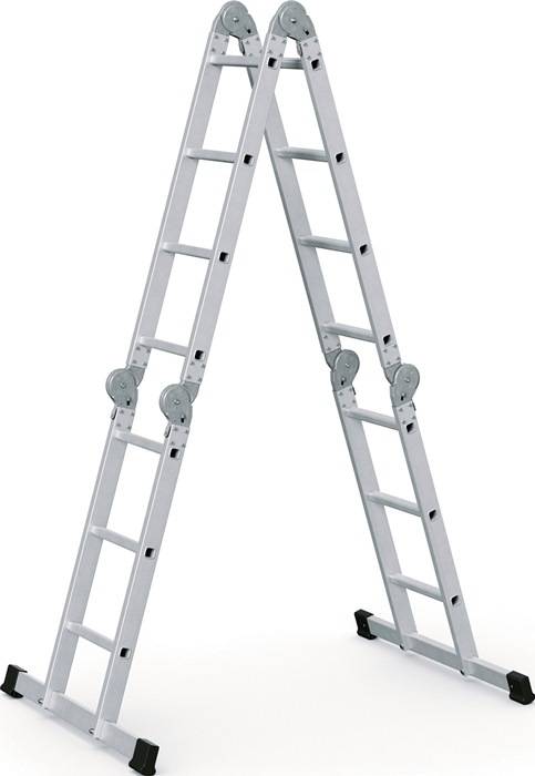 Vielzweckleiter Multitec M Alu.Sprossen 2x3+2x4 gekl.H1220xB800xT260mm Holzbelag