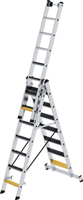 Stufen-Mehrzweckleiter Alu.Stufen 3x7 Arbeits-H.b.ca.6100mm Traversenbr.1200mm