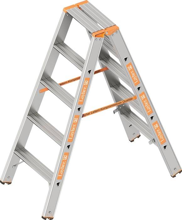 Stufenstehleiter TOPIC 2x5 Stufen Alu.Gesamt-H.1250mm LAYHER