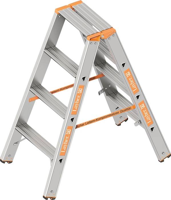 Stufenstehleiter TOPIC 2x4 Stufen Alu.Gesamt-H.1000mm LAYHER