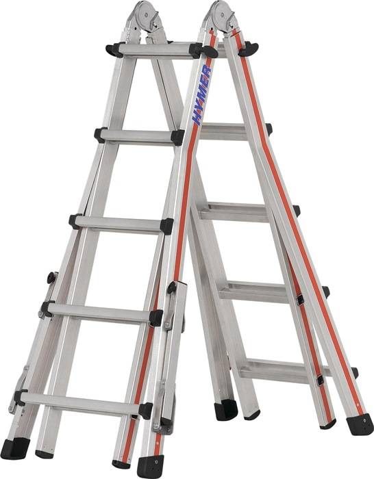 Teleskopleiter Alu.4x5 Sprossen max.Gesamtbelastung 150kg HYMER
