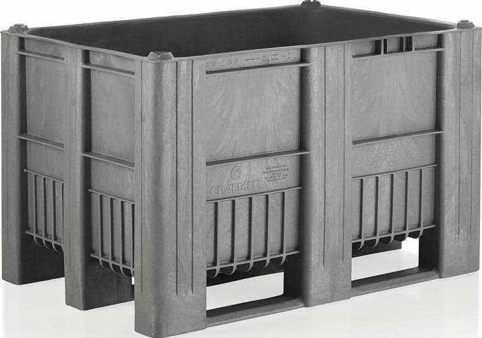 Großvolumenbehälter 470l L1200xB800xH740mm grau m.3 Kufen