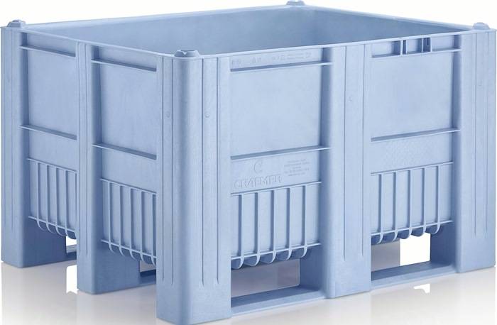 Großvolumenbehälter 470l L1200xB800xH740mm blau m.3 Kufen