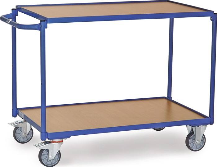 Tischwagen 2 Ladeflächen L1200xB800mm brillantblau Trgf.300kg Bügel waagerecht
