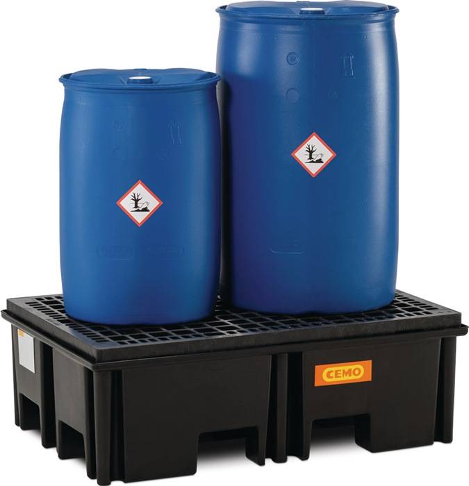 Auffangwanne 220l L1230xB830xH360mm PE m.PE-Gitterrost CEMO