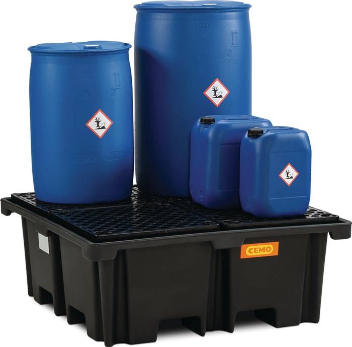 Auffangwanne 400l L1290xB1290xH480mm PE m.PE-Gitterrost CEMO