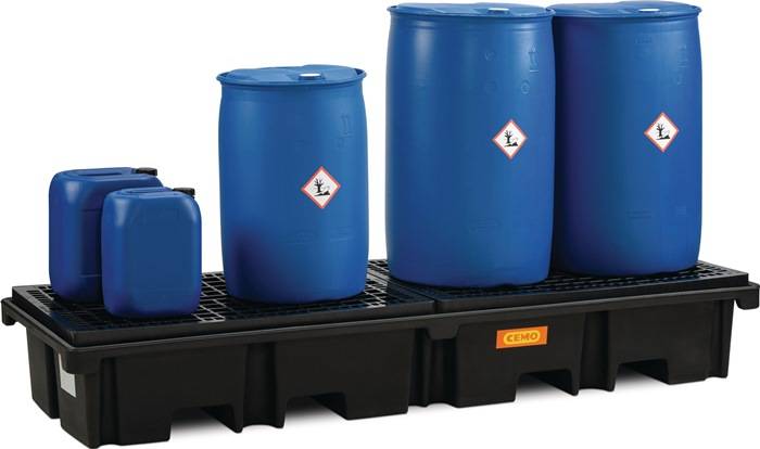 Auffangwanne 425l L2420xB880xH360mm PE m.PE-Gitterrost CEMO