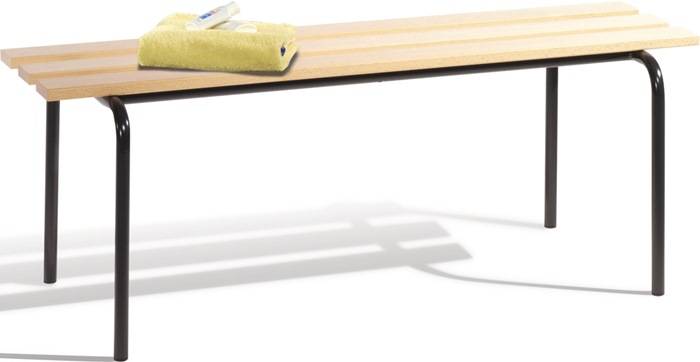 Garderobenbank H460xB1200xT460mm Stahlrohr 25mm schwarzgrau Buche-Massivholz C+P