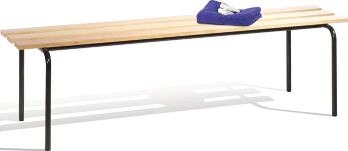 Garderobenbank H460xB1600xT460mm Stahlrohr 26mm schwarzgrau Buche-Massivholz C+P