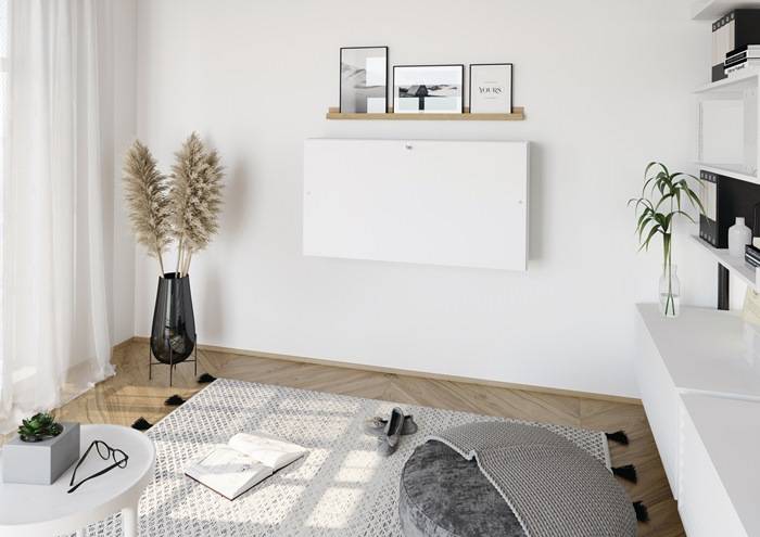 Wandschreibtisch H650xB1200xT260mm weiß ger.Form Wm.HAMMERBACHER