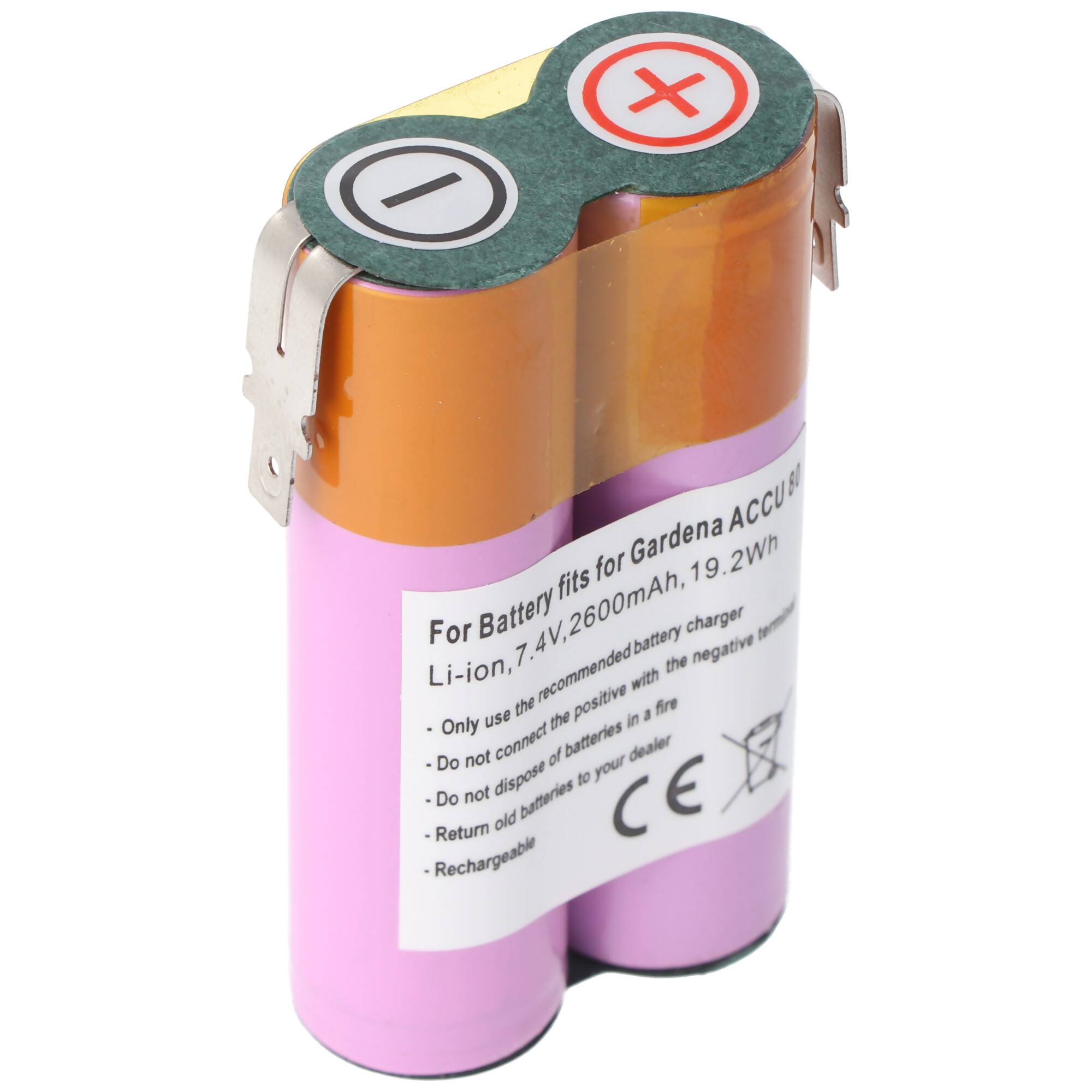 Akku passend für Gardena ACCU 80, Li-ion, 7,4V, 2600mAh, 19,2Wh