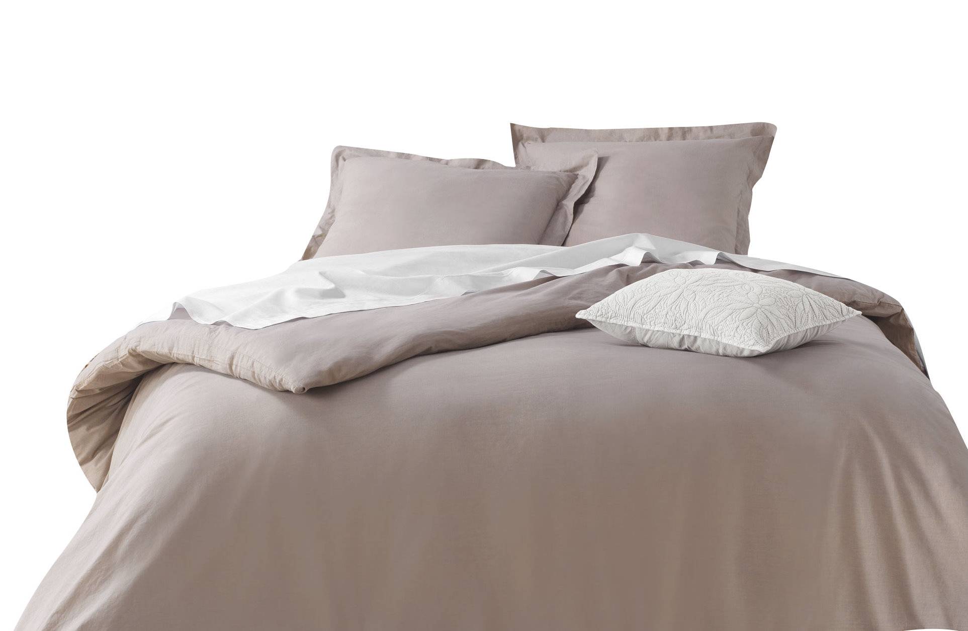 Landhaus Bettwäsche 3 tlg. 240 x 220 cm 57 Fäden taupe