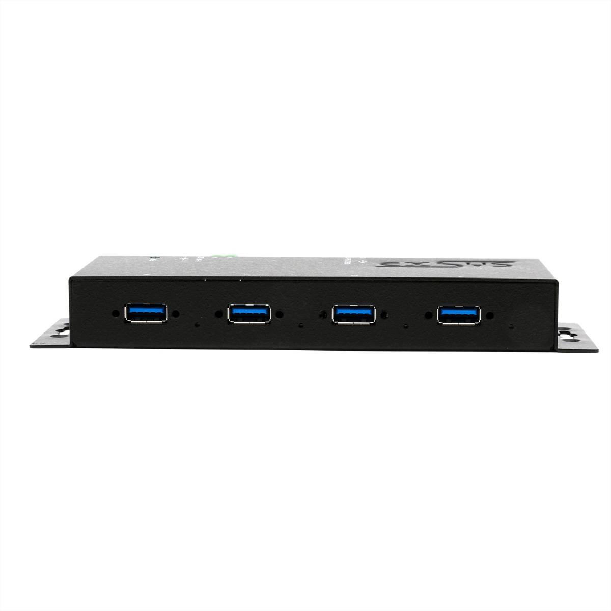EXSYS EX-1184HMVS-2 4-Port Metall USB 3.2 Gen1 inkl. verschraubbares Kabel Surge Protection