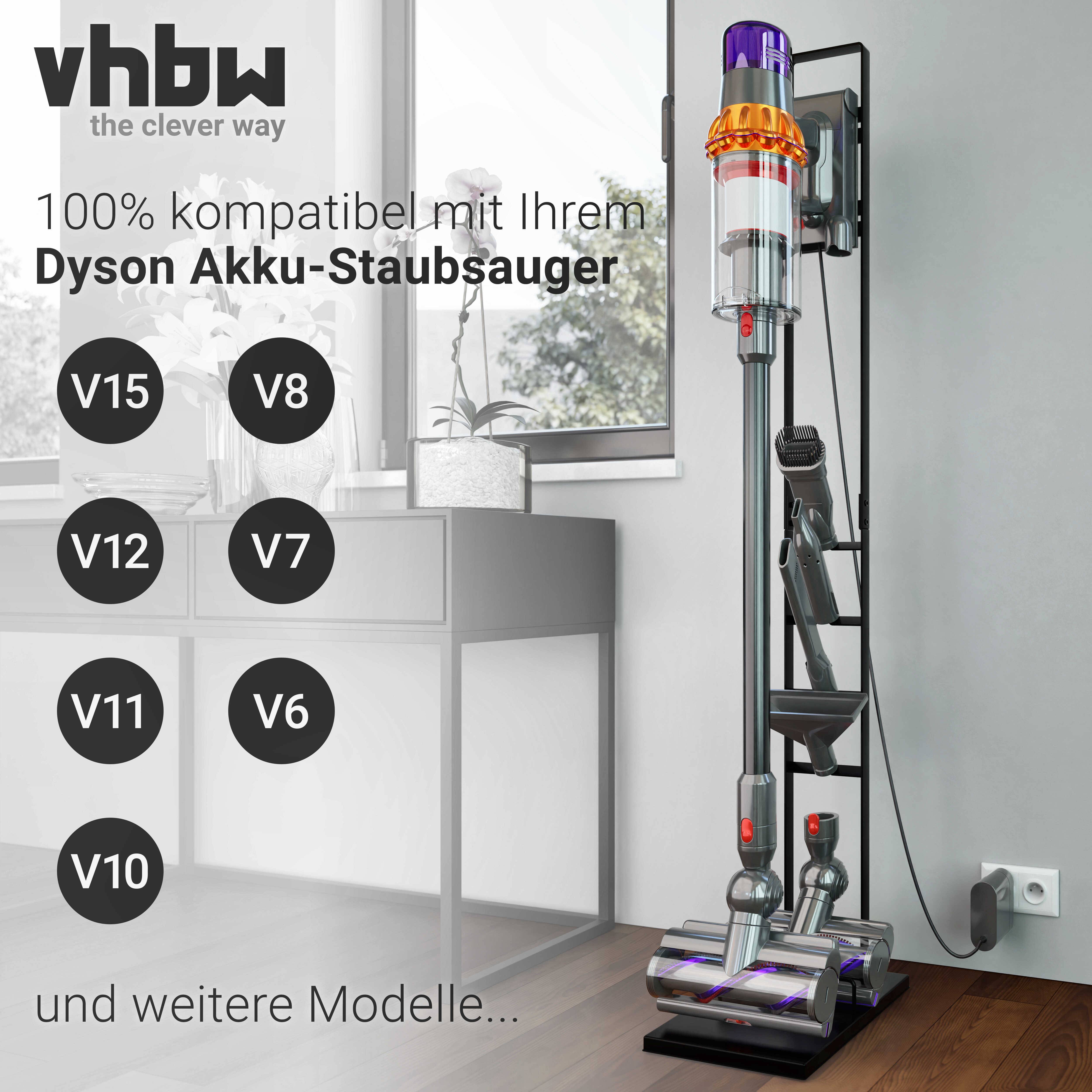 vhbw Staubsaugerhalter Ständer kompatibel mit Dyson V12 Akku-Staubsauger, Handstaubsauger, dunkelgrau