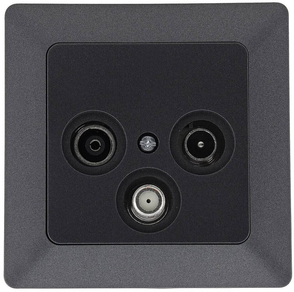ChiliTec 23047 MILOS Antennendose TV+Radio+Sat inkl. Rahmen, UP, Anthrazit