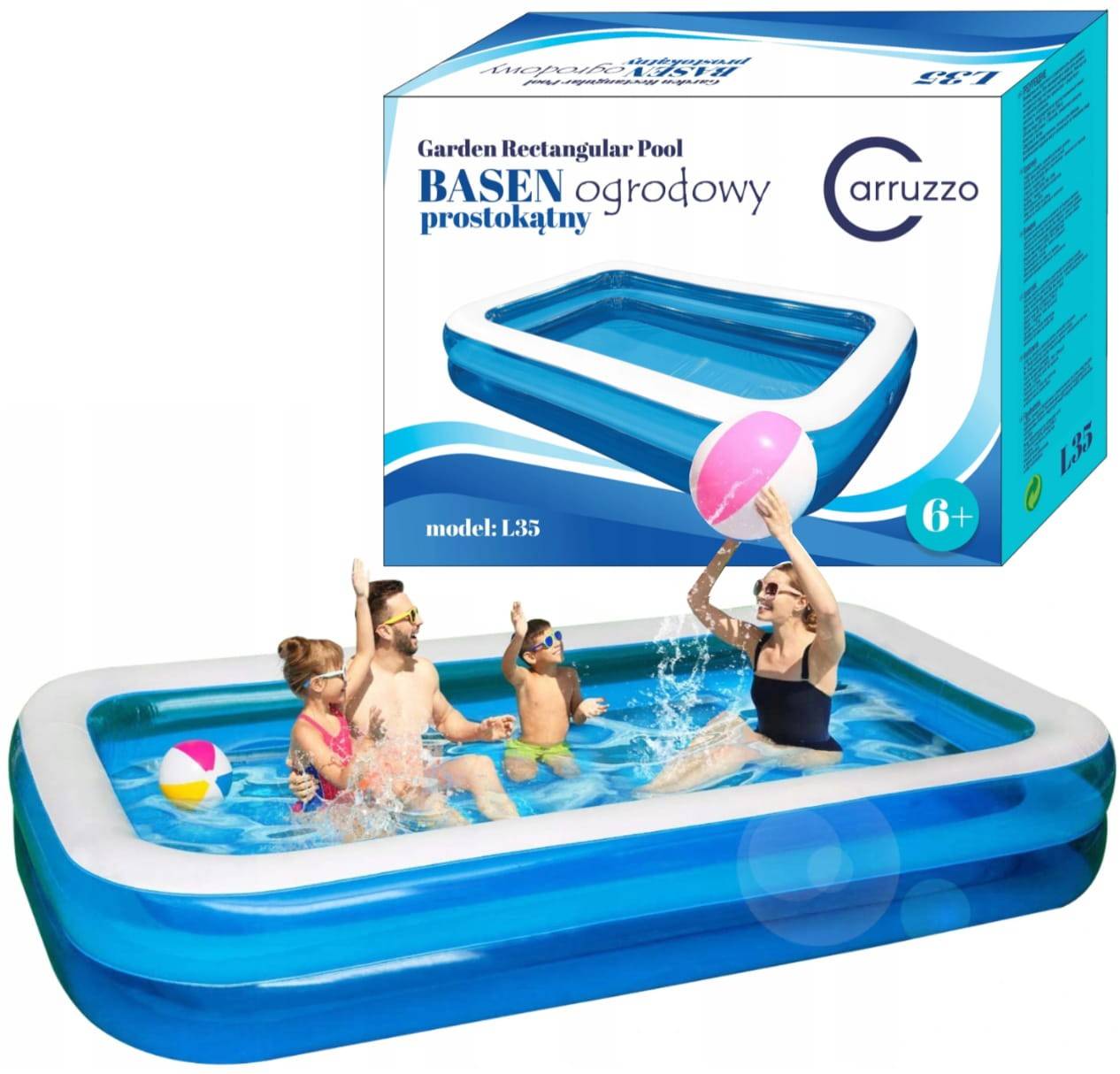 Großer aufblasbarer Familienpool Gartenpool Schwimmbecken 250x160x45cm Carruzzo (R4 R5) K66