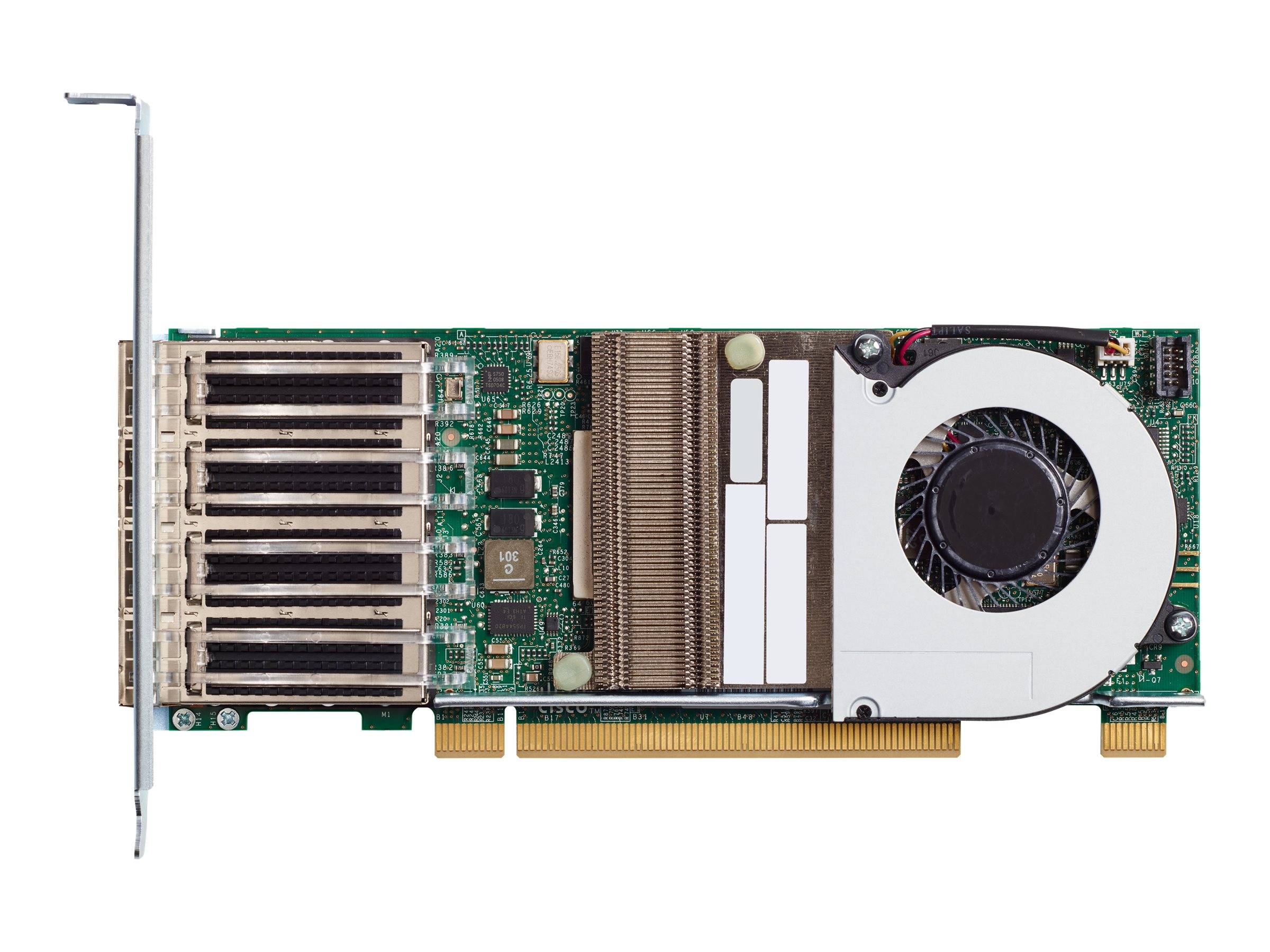 Eine Computergrafikkarte mit mehreren Kühlkörpern und einem Lüfter, die in PCs zur Verbesserung der grafischen Leistung und Verarbeitung verwendet wird.