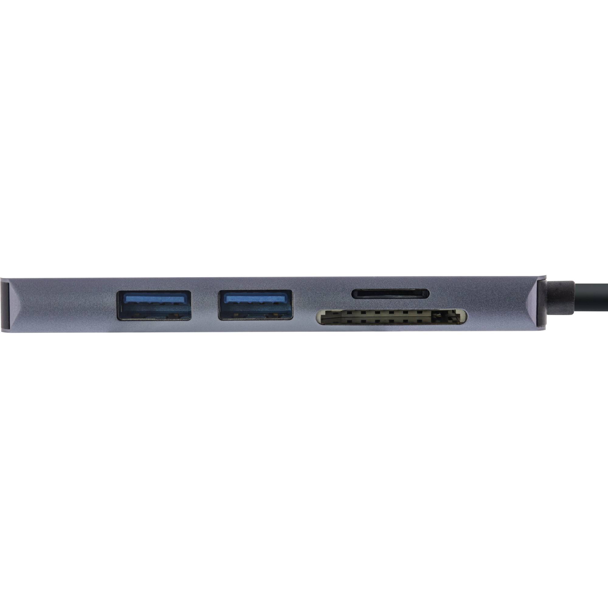 INLINE - Multi-Hub USB 3.2 Gen.1 - 2x USB-A - HDMI 4K/30Hz - Cardreader - Alu - grau